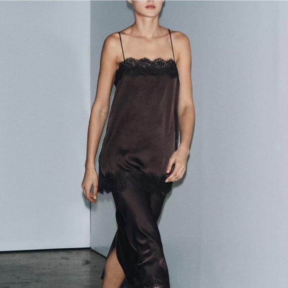 ZARA SATIN EFFECT LACE TOP ZW COLLECTION - Picture 12 of 13